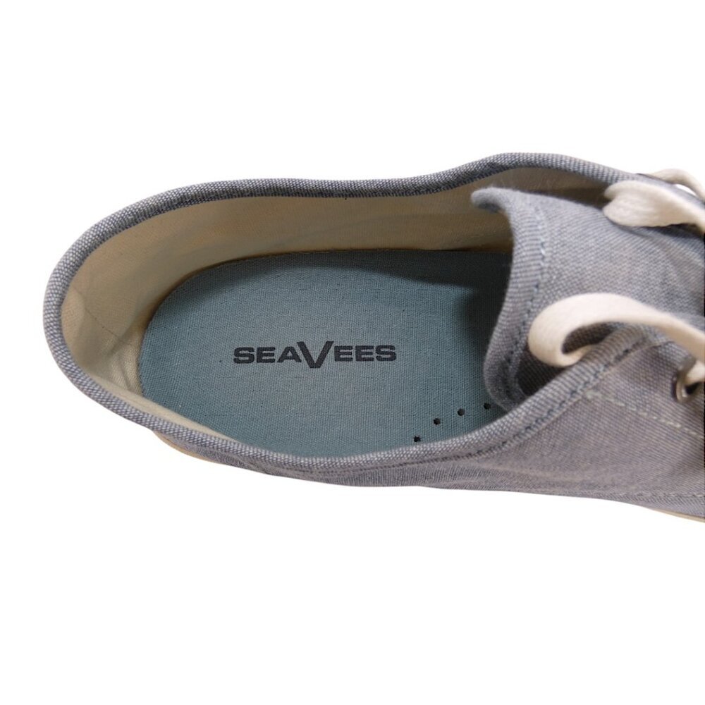 SeaVees Vegan Cotton Chambray Sneakers Coastal Minimalist Eco Retro Size 13 Blue - Picture 13 of 14